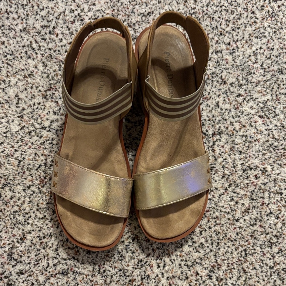 Pierre Dumas Iridescent Gold Strappy Sandals